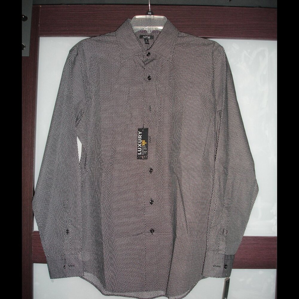 Apt 9 Black Print Formal Long Sleeve Mens Shirt Medium